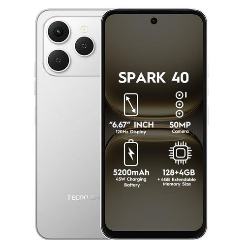 Tecno Spark 40 6.67″ 4GB RAM/128GB ROM Android 15 – Titanium grey